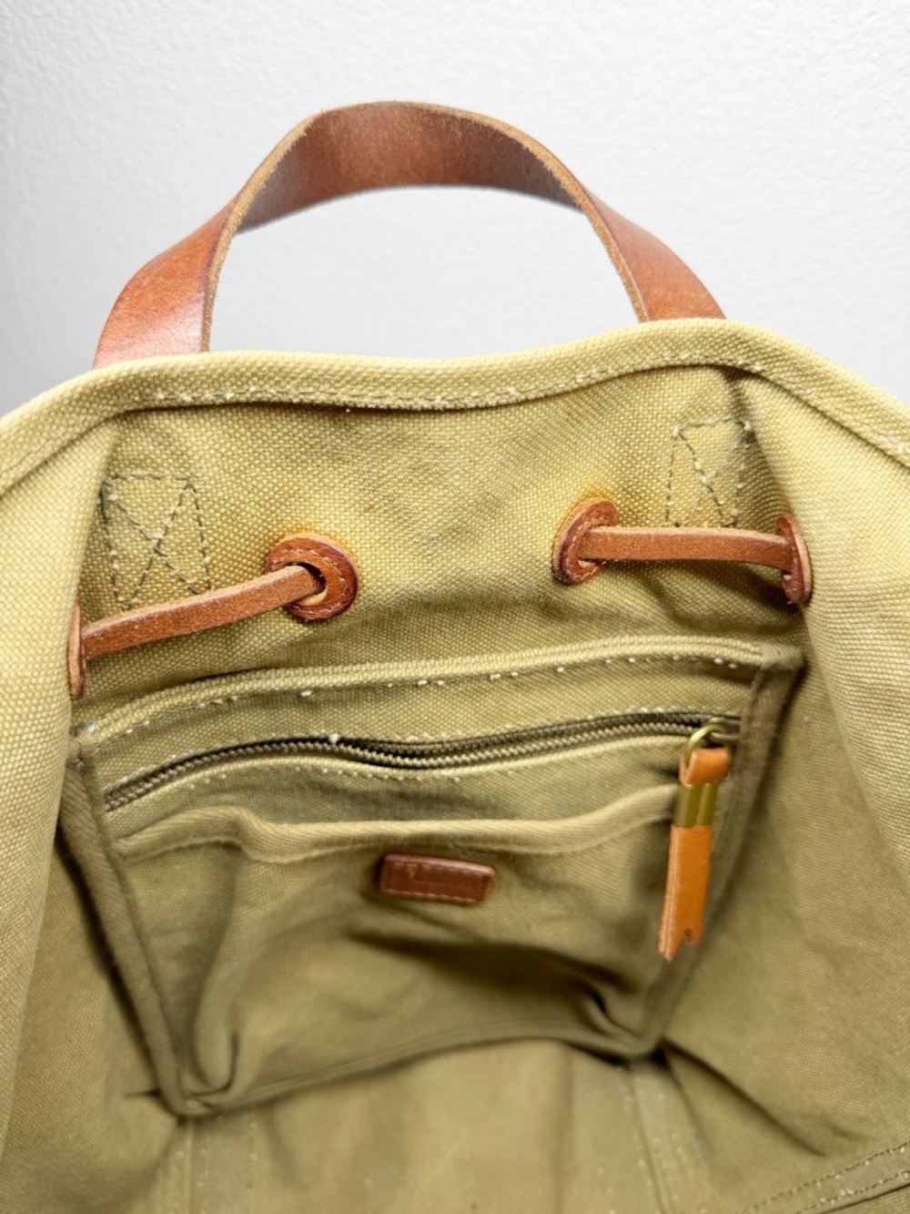 Madewell Somerset Cotton Canvas Leather Strap Drawstring Backpack - Picture 12 of 15